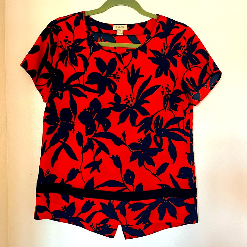 J Crew Hawaiian Print Blouse
